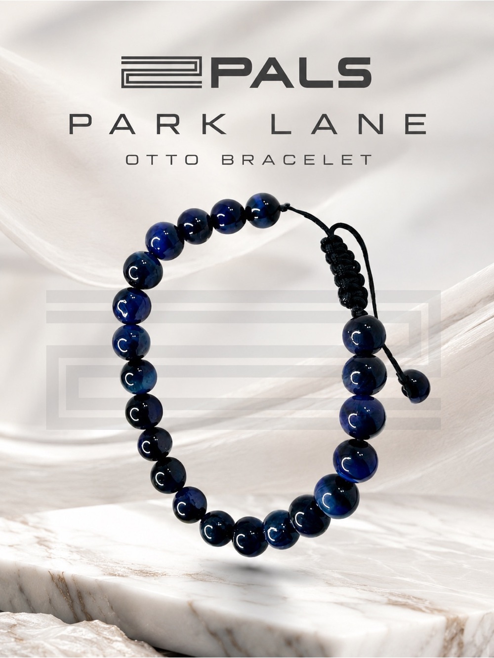 Park Lane Otto Men’s Bracelet Blue Tiger Eye Beaded Statement Casual Bracelet